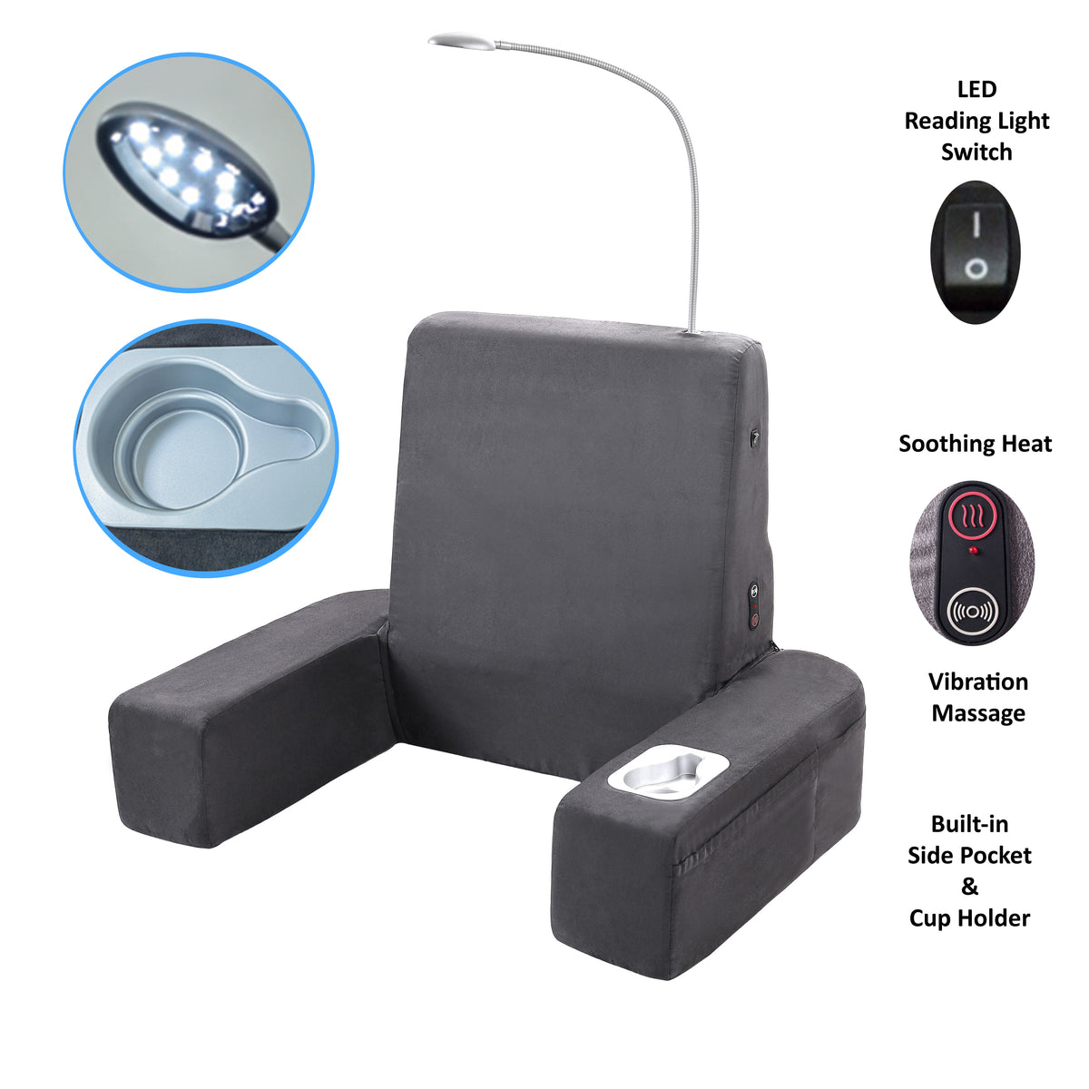 Bed lounger with online cup holder