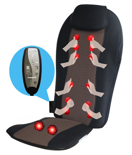 Carepeutic Full Back Relax Shiatsu Oscillation Massage Cushion With Vibration and Heat Therapy