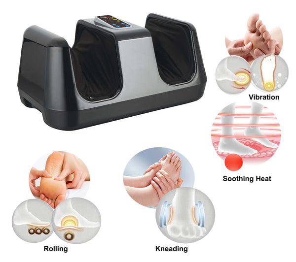 Carepeutic Deluxe Shiatsu Foot Massager with Kneading Rolling Vibration and Heat