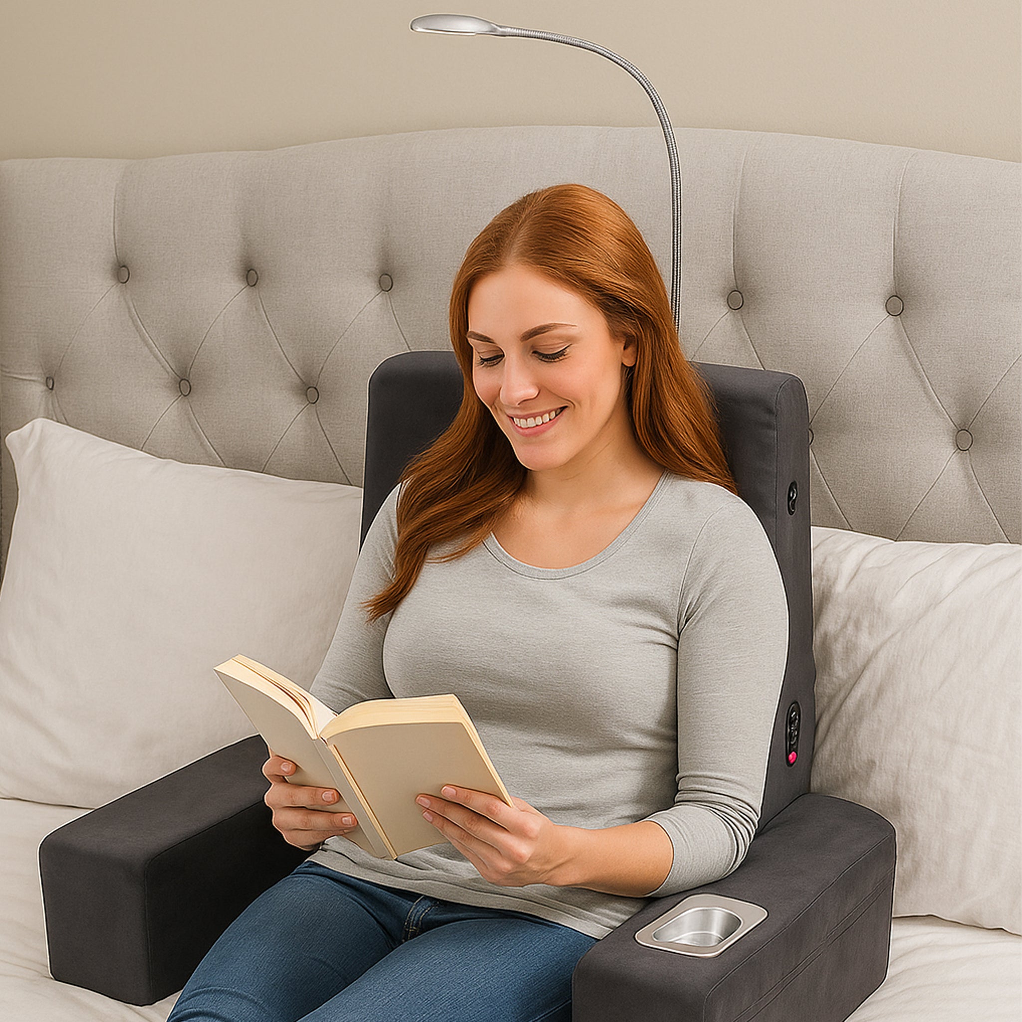 Carepeutic Backrest Bed Lounger with Soothing Warm Shiatsu Massage