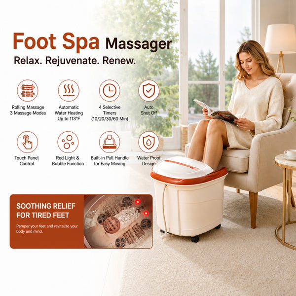 Carepeutic Touch Screen Water-Jet Foot and Leg SpaBath Massager, Brown/White