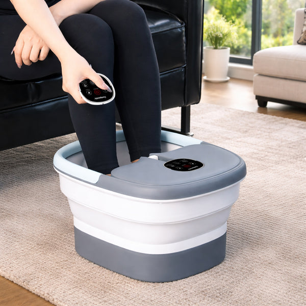 Carepeutic Foldaway Deluxe Foot Spa and Bathing Massager with Red Light and Bubble Therapy