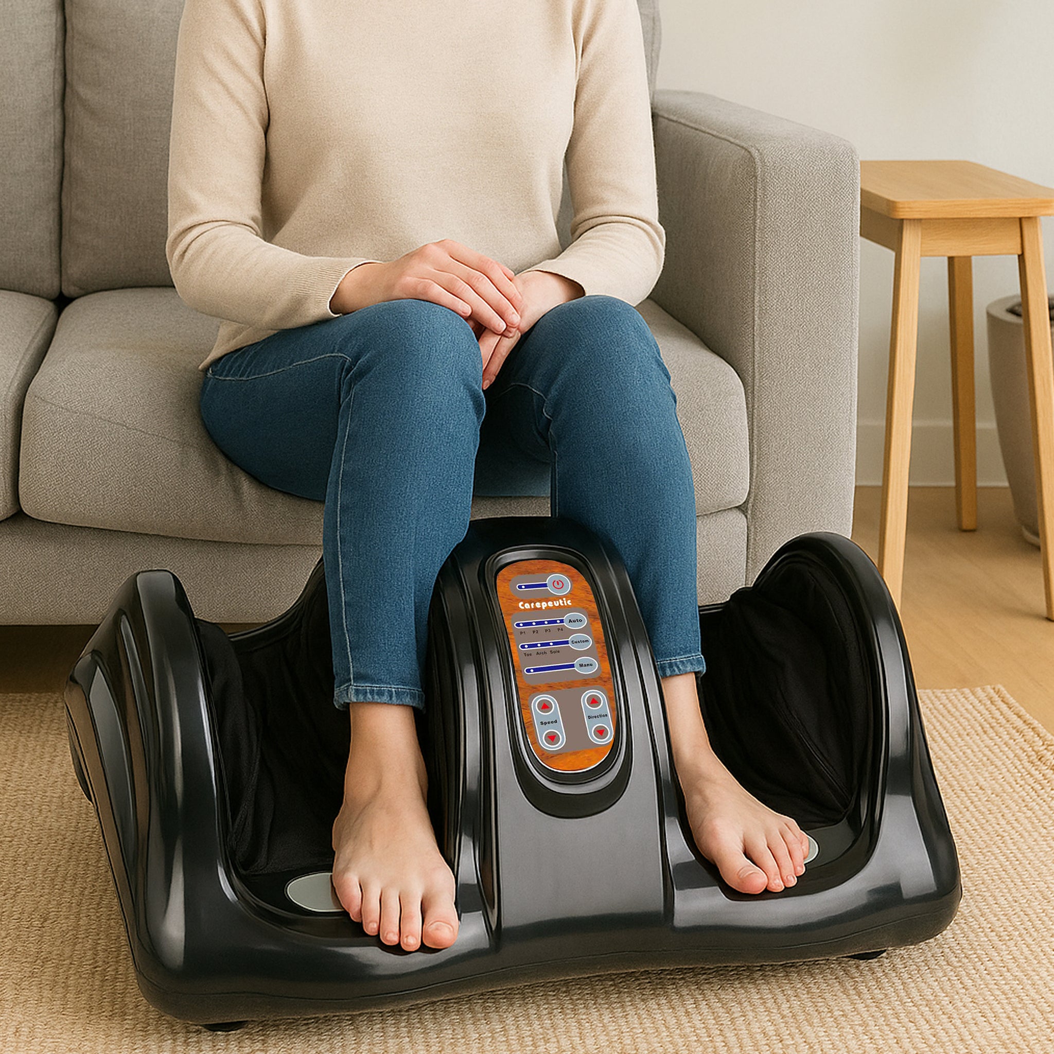 Carepeutic Deluxe Kneading Rolling Shiatsu Foot Massager (Burl-Wood)