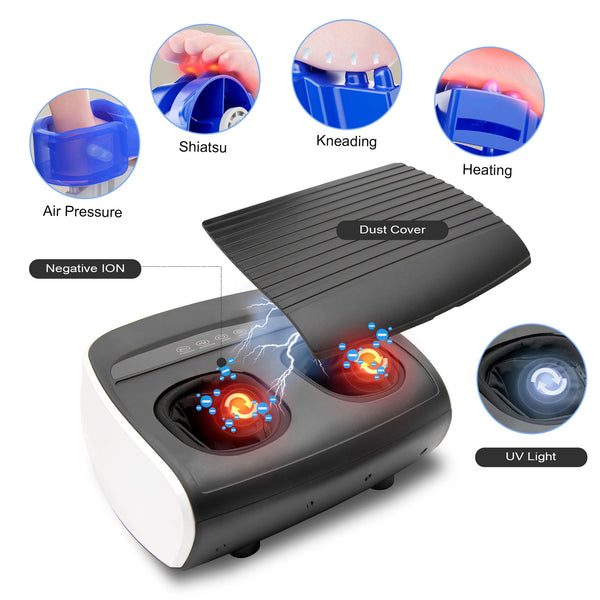 Carepeutic Ionic Air Compression Shiatsu Foot Massager with UV Light and Heat Therapy